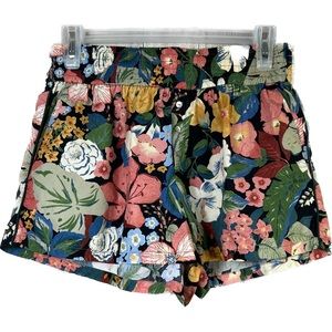Zara Size XS Multicolored Floral Shorts w/Button Accents & Pockets